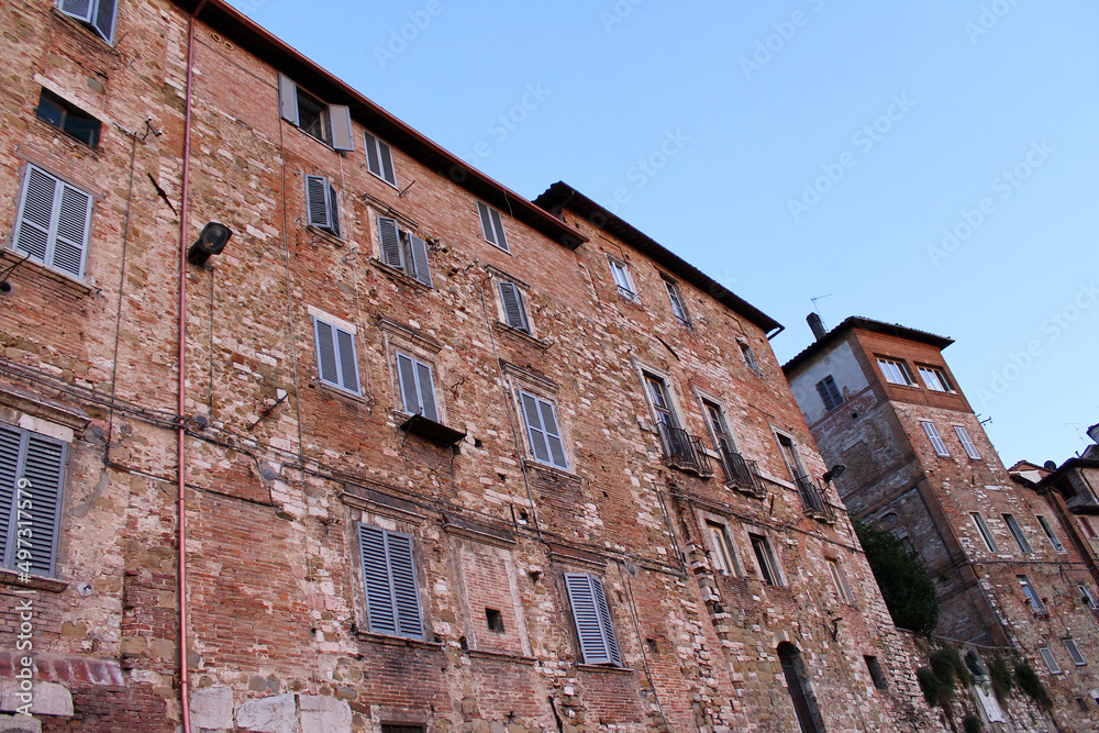 The historical stone buildings in the center of Perugia in Umbria