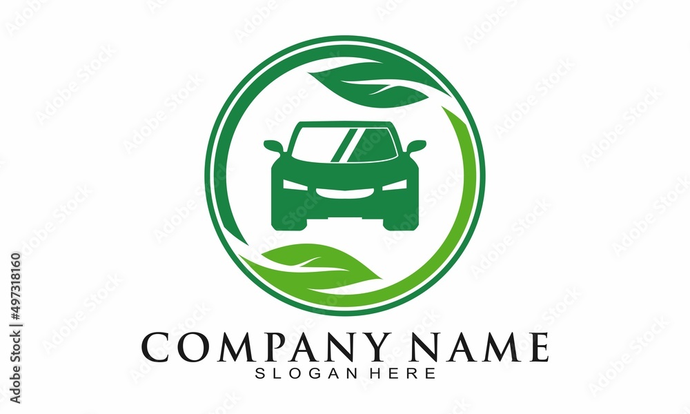 Eco car symbol vector logo