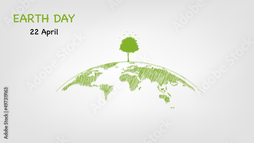 The tree on earth for Ecology friendly, World environment, Earth day and sustainable development, vector illustration