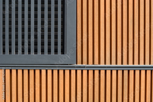 detail of a wooden and metal facade