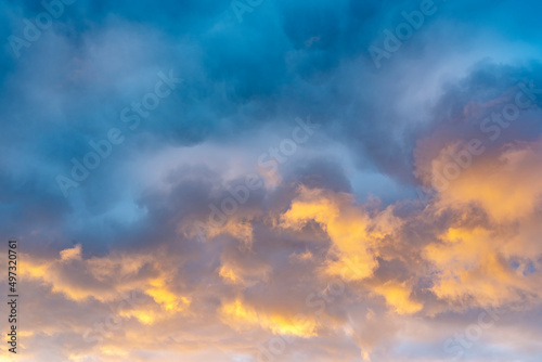 Fototapeta Naklejka Na Ścianę i Meble -  These majestic clouds above Zoetermeer are beautifully lit by the setting sun 2