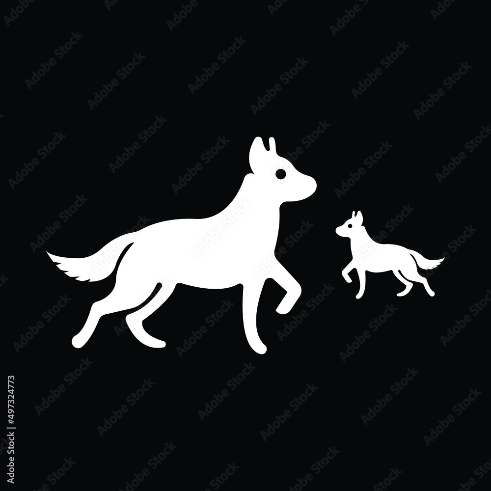 Fototapeta premium two white dog logo 