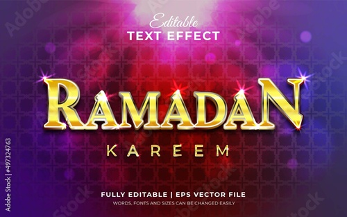 Ramadan kareem 3d editable text effect with glamor purple color theme