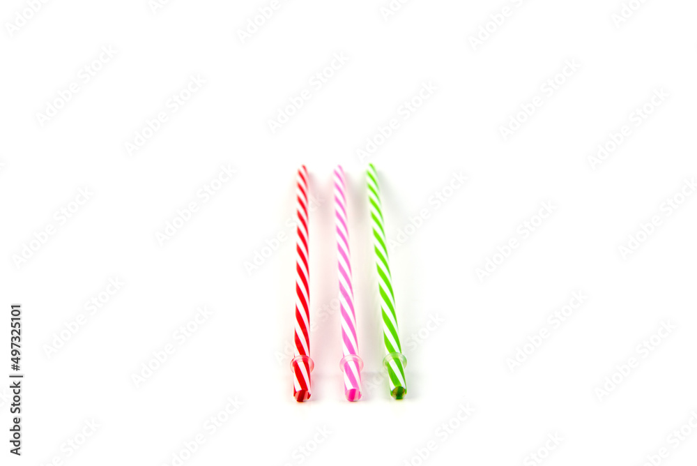 Obraz premium colorful drinking straws on white background