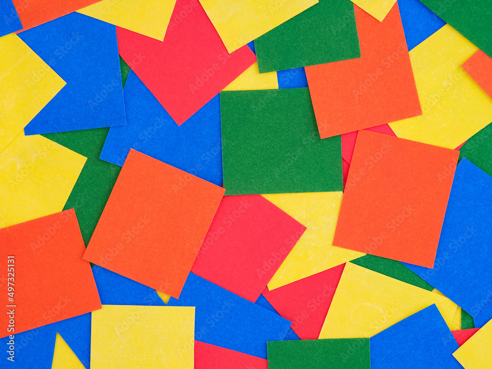 Background of multicolour rectangular pieces of paper.