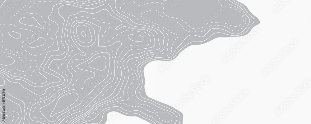 White wave paper curved reliefs abstract background, Abstract topographic contours map on concept of a conditional geography scheme and the terrain path. Dark on black, vector illustration.
