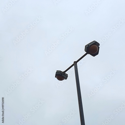 street lamp on white sky
