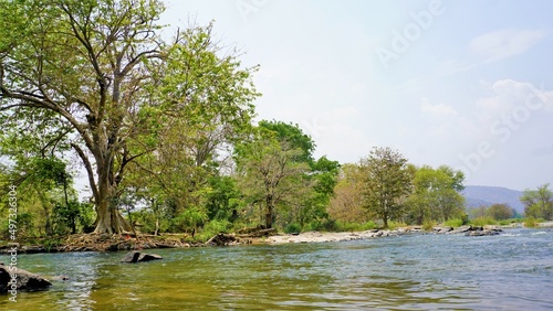 Beautiful landscapes or scenic view of hogenakkal, Tamilnadu, India. Tourist place 120 kilometres from Bangalore City.