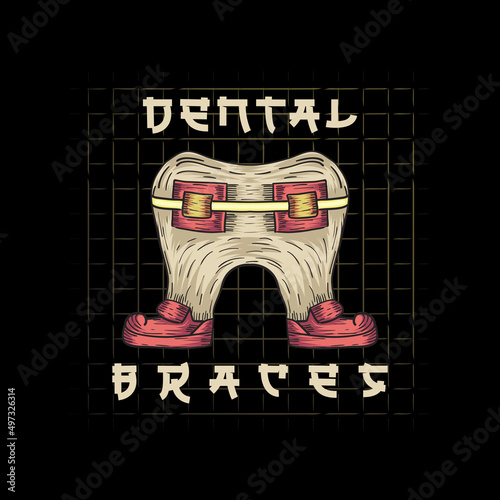Dental braces t-shirt design, vintage style. Very printable