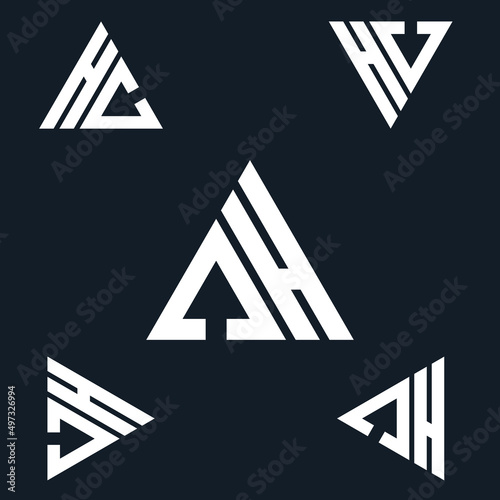 simple typography ah triangle style vector logo