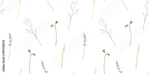 Watercolor hand painted gentle botanical spring leaves and branches illustration. Watercolor hand drawn seamless pattern  wallpaper  wrapping paper