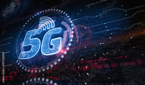 5G high-speed mobile phone network symbol digital concept 3d illustration