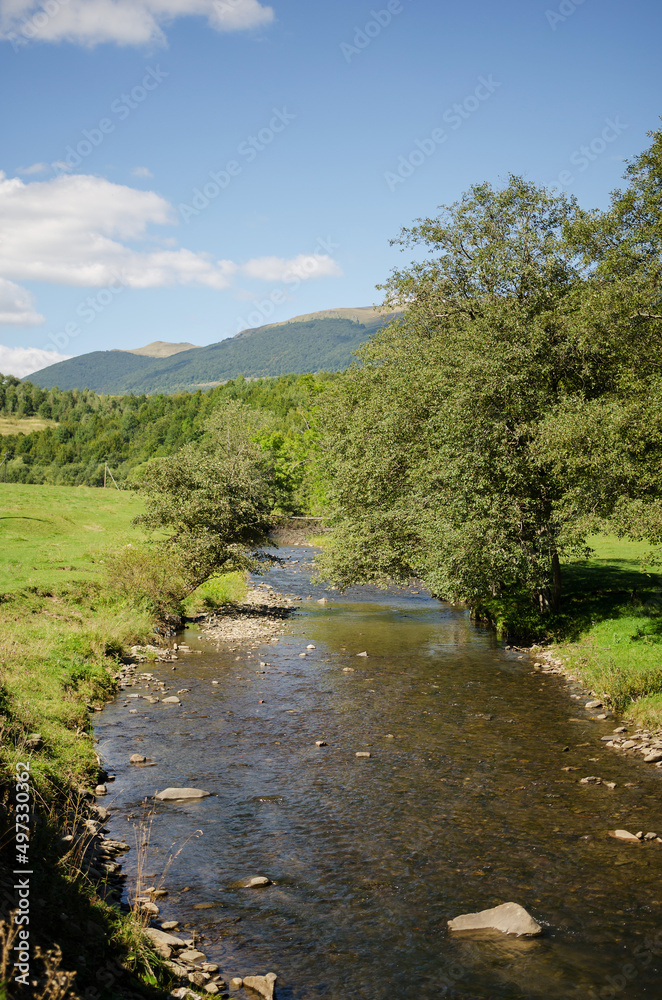 View of the river in the mountains. View of the river in the mountains.