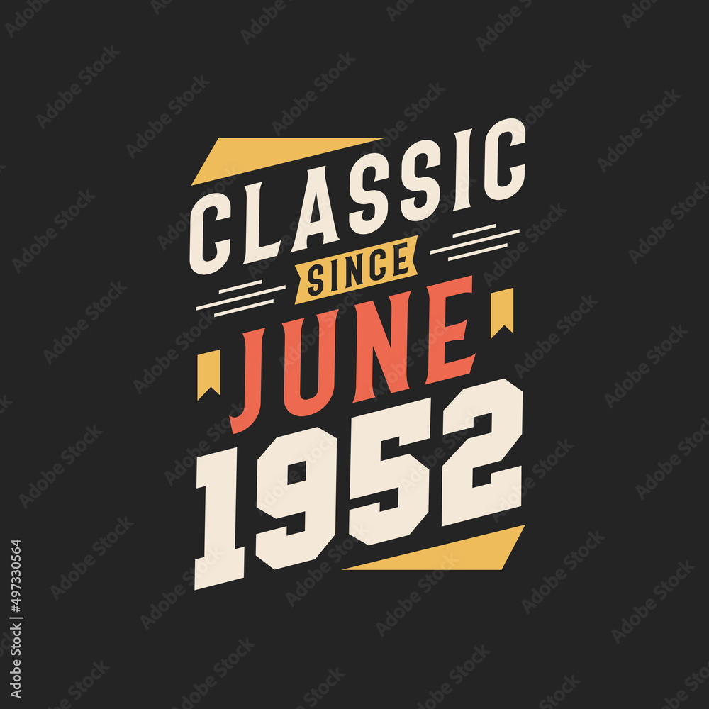 Fototapeta premium Classic Since June 1952. Born in June 1952 Retro Vintage Birthday