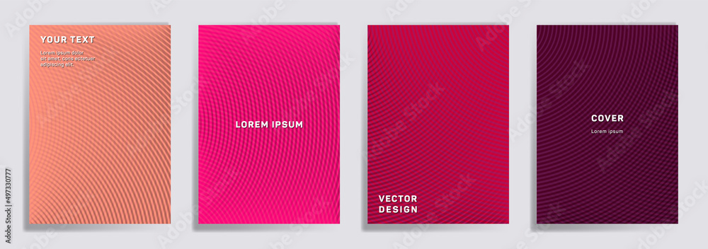 Fototapeta premium Semicircle lines halftone grid covers vector set.