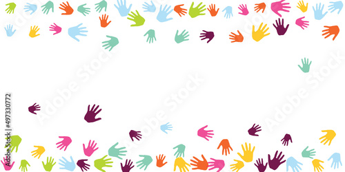 Funny children handprints preschool education concept vector