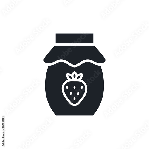 Strawberry jam icon. Jar of jam isolated vector silhouettes. Sweet desserts