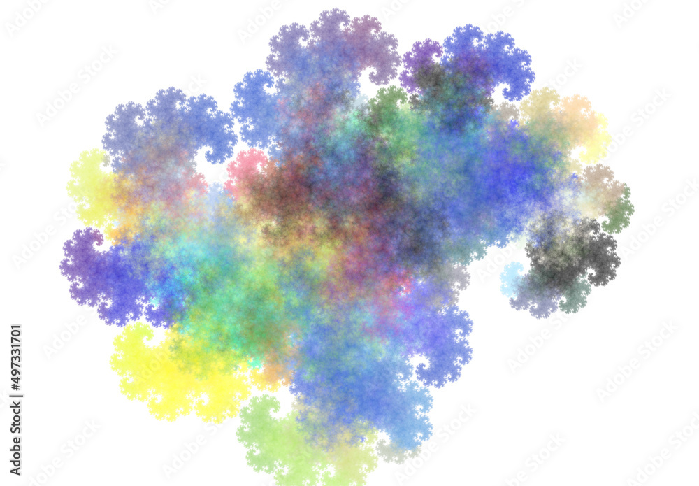 Rainbow fractal fantasy abstract, smoke and light.
