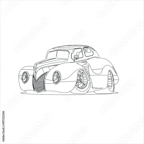 Modern Car vector , Illustration of a car Business car Luxury life Technology concept Car line art , coloring book page for kids and adults coloring book page for adult drawing