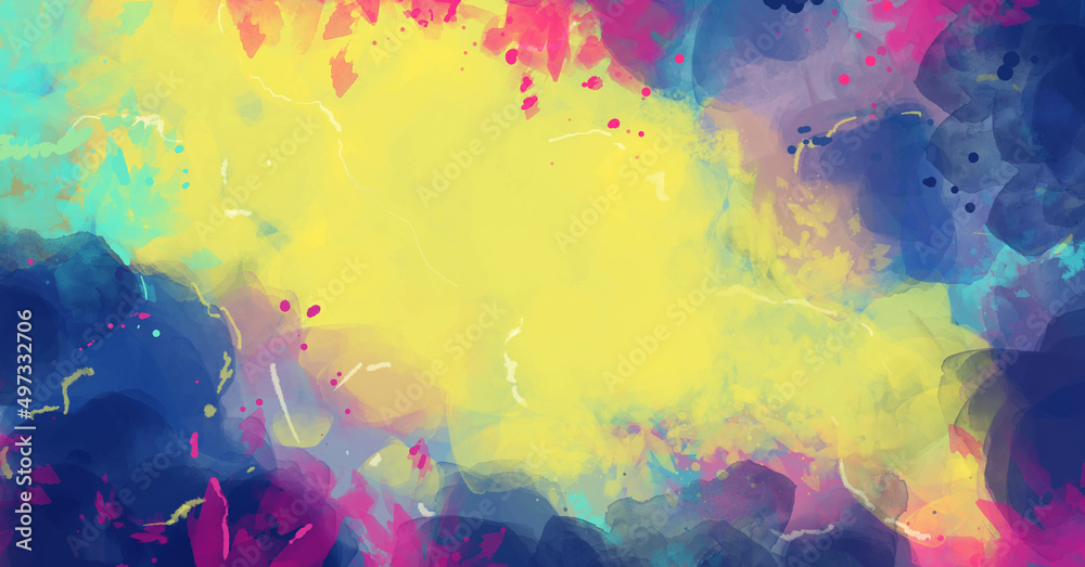 Abstract watercolor drawing on a paper image banner