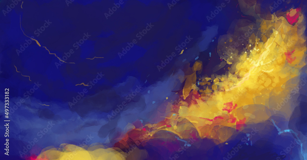 Obraz premium Dark blue abstract elements on a stylish background with watercolor texture