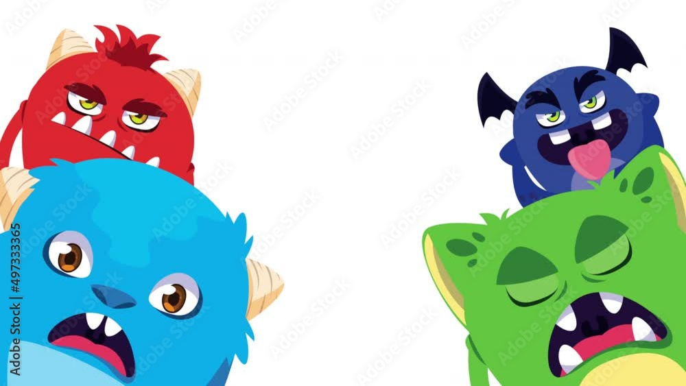 four comic monsters characters four comic monsters characters