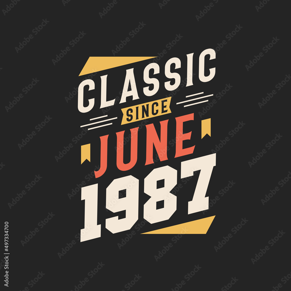 Fototapeta premium Classic Since June 1987. Born in June 1987 Retro Vintage Birthday
