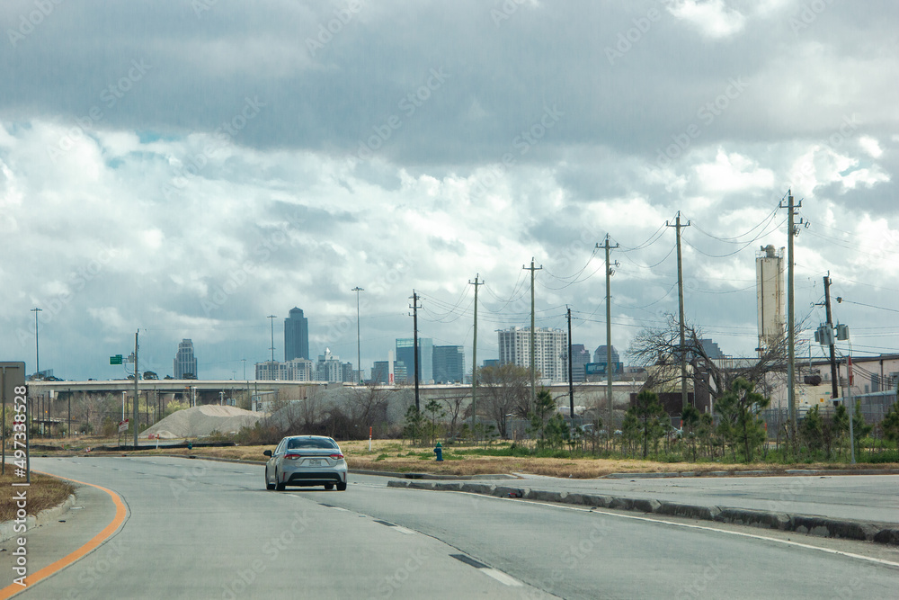 Hpuston skyline on the background of the city