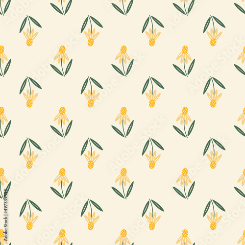 Flowers seamless pattern. Scandinavian style background. Vector illustration for fabric design, gift paper, baby clothes, textiles, cards.