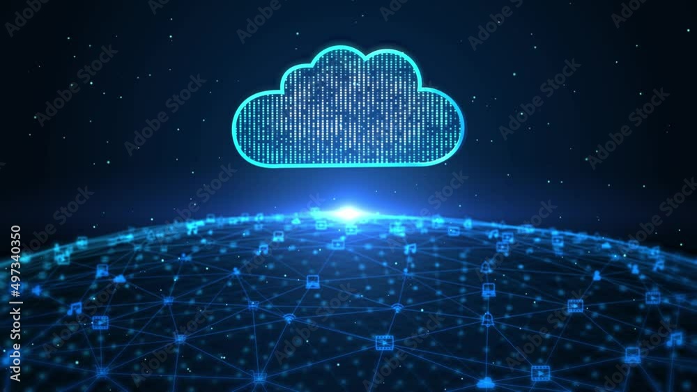 4K Loop Cloud computing cloud services IOT big data Analysis Cybersecurity Background. Digital data of futuristic technology artificial intelligence, Global network 5g high speed internet connection. 4K Loop Cloud computing cloud services IOT big data Analysis Cybersecurity Background. Digital data of futuristic technology artificial intelligence, Global network 5g high speed internet connection.