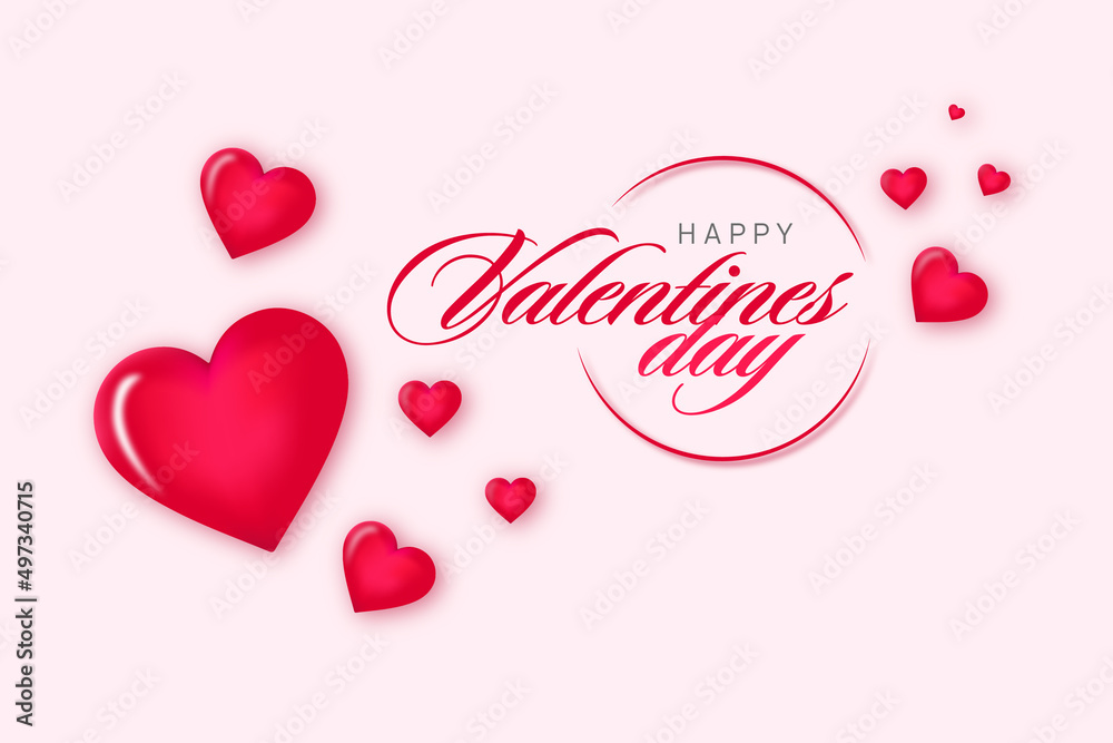 Valentines day background with red glossy heart