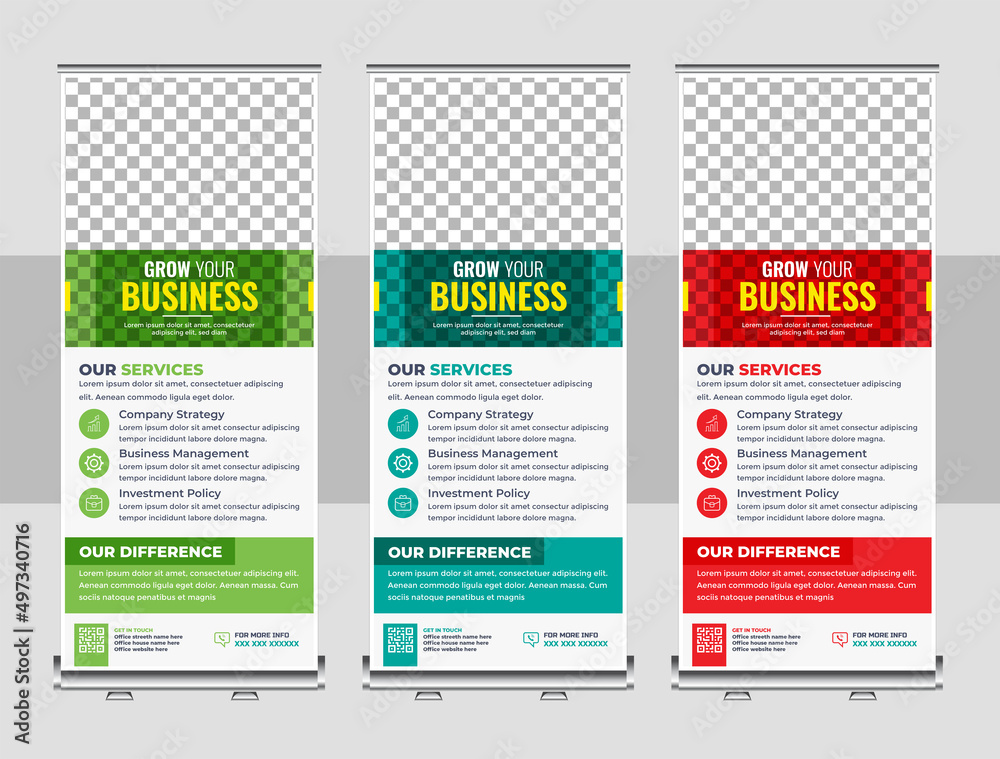 Roll up banner stand for commercial board and exhibition ads pull up design x-banner design template set Roll up banner stand for commercial board and exhibition ads pull up design x-banner design template set