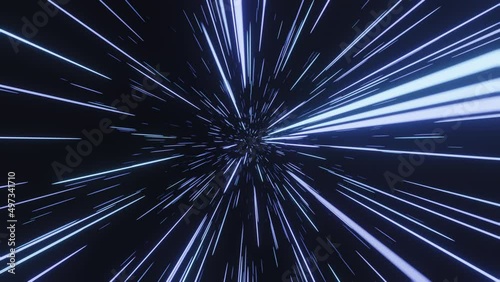 A lopping flight sequence through stream of blue stripes