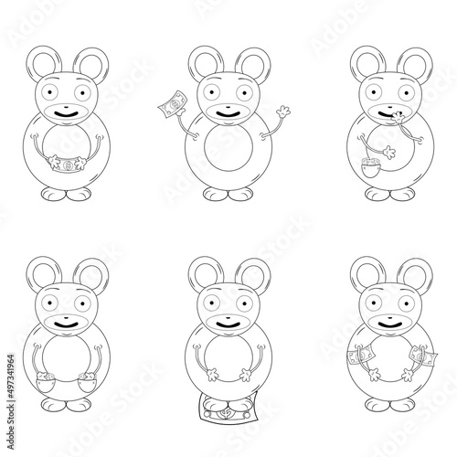 Vector illustration of black and white bunnies