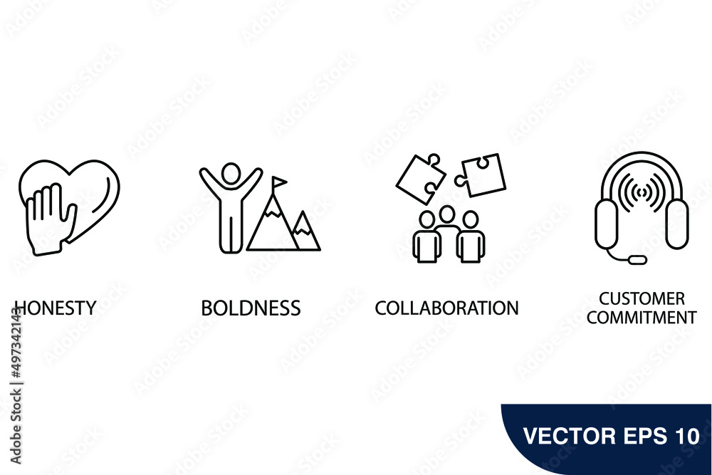 Company values icons symbol vector elements for infographic web Company values icons symbol vector elements for infographic web
