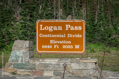 Logan Pass Continental Divide Sign photo