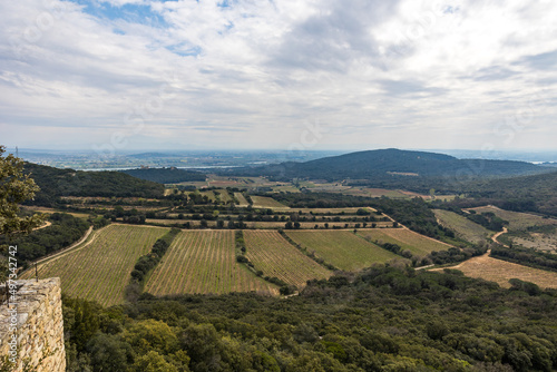 Vue sur la Vall  e du Rh  ne depuis le Ch  teau de Gicon  Occitanie  France 