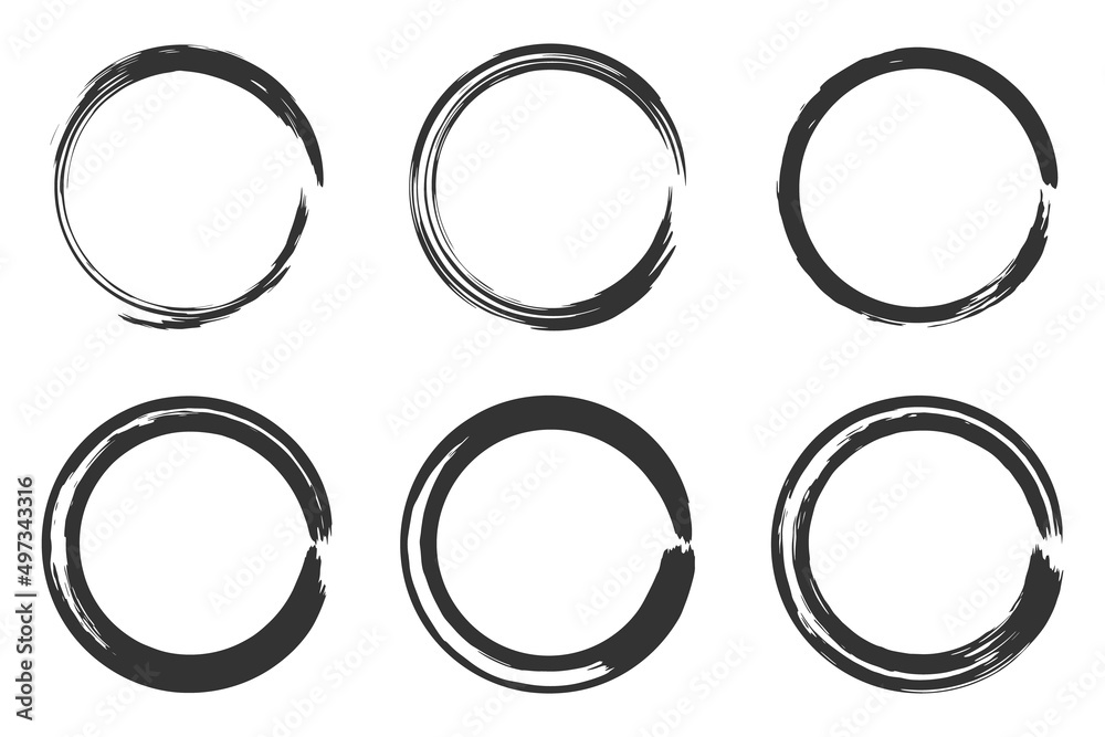 Circle brush stroke, hand drawn paint frame for design logo, banner, card.