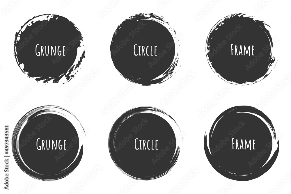Circle brush stroke, hand drawn paint frame for design logo, banner, card.