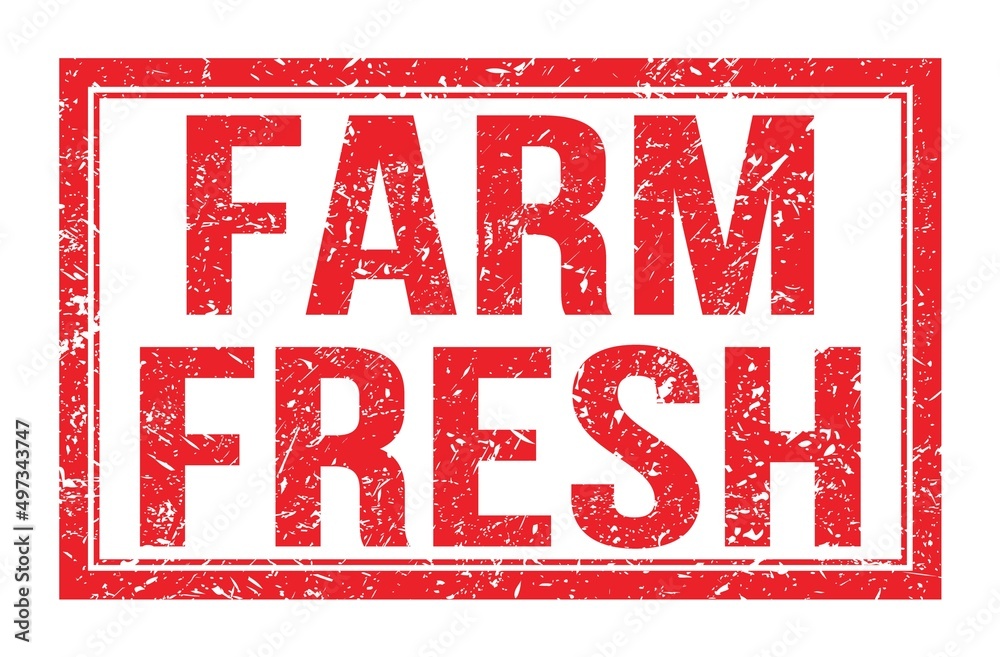 FARM FRESH, words on red rectangle stamp sign FARM FRESH, words on red rectangle stamp sign