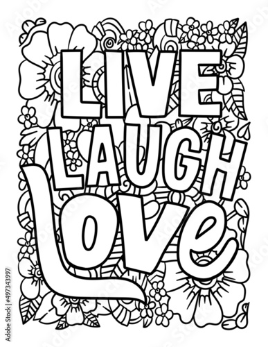 Live Laugh Love Motivational Quote Coloring Page