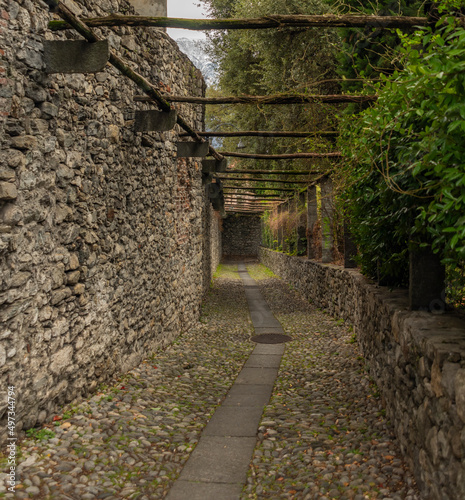 Fototapeta Naklejka Na Ścianę i Meble -  Old small Locarno streets in spring sunny nice day