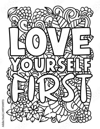 Love Yourself First Motivational Quote Coloring 
