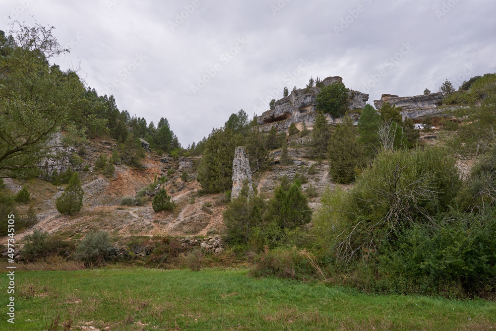 A panoramic view of the Lobos river canyon in Soria, Spain.