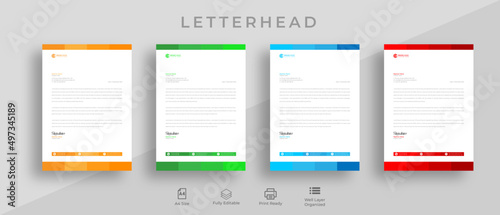 Creative A4  Modern Clean Corporate Business Letterhead Template Design. professional Letterhead design for your business, print ready, corporate identity letterhead template. photo