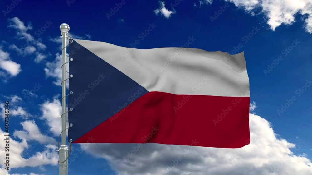 Czechia flag, flag fluttering like in the wind