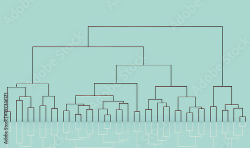 Dendrogram, a diagram representing a tree used to demonstrate results of hierarchical clustering in statistical analysis of data photo
