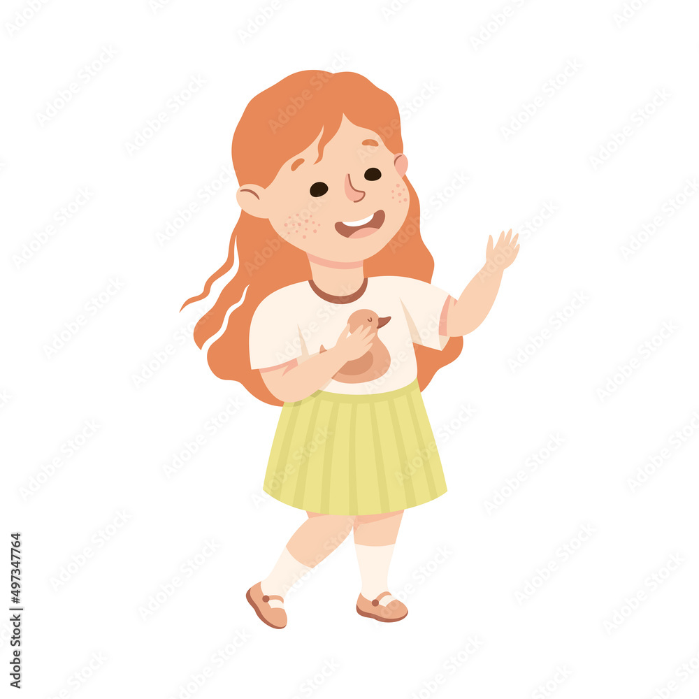 Little Girl Standing and Talking to Somebody Engaged in Friendly Communication Vector Illustration Little Girl Standing and Talking to Somebody Engaged in Friendly Communication Vector Illustration