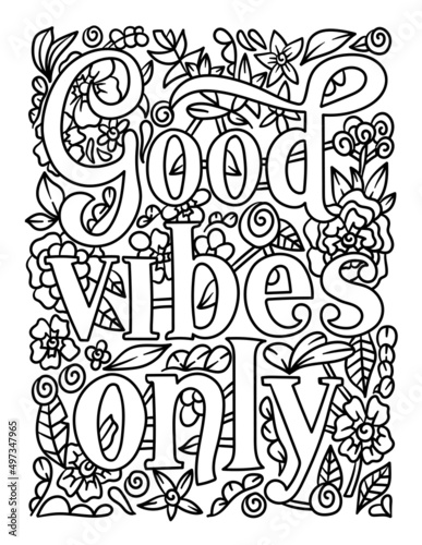 Good Vibes Only Motivational Quote Coloring Page 