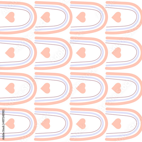 Seamless gentle children's rainbow pattern. Lovely modern decor in pastel colors. Perfect for printing on fabrics, phobos, wrapping paper, wallpaper in the nursery.